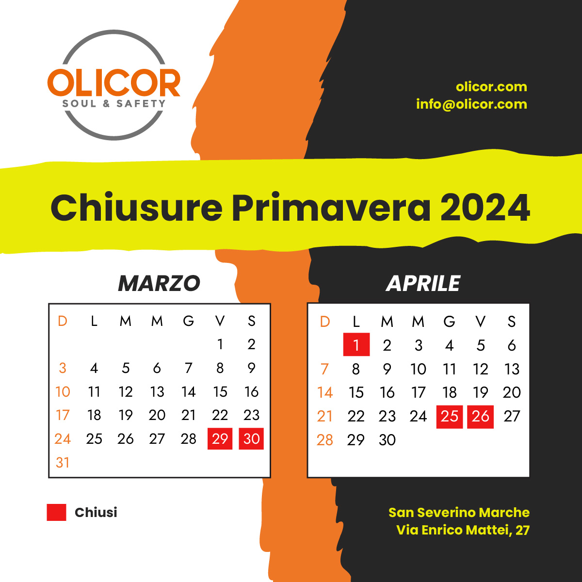 Chiusure Primavera 2024