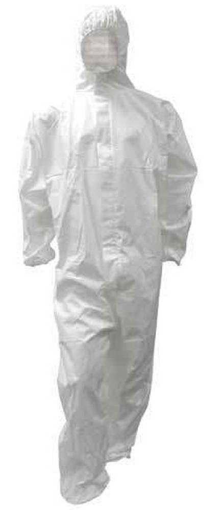 TUTA DI PROTEZIONE MONOUSO IN "TESSUTO - L, BIANCO