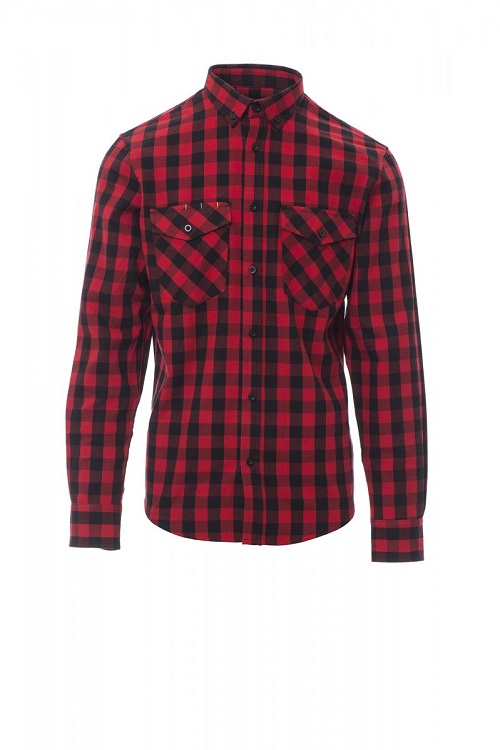 CAMICIA M/LUNGA SCOZZESE 190GR - 3XL, ROSSO/NERO A QUADRI