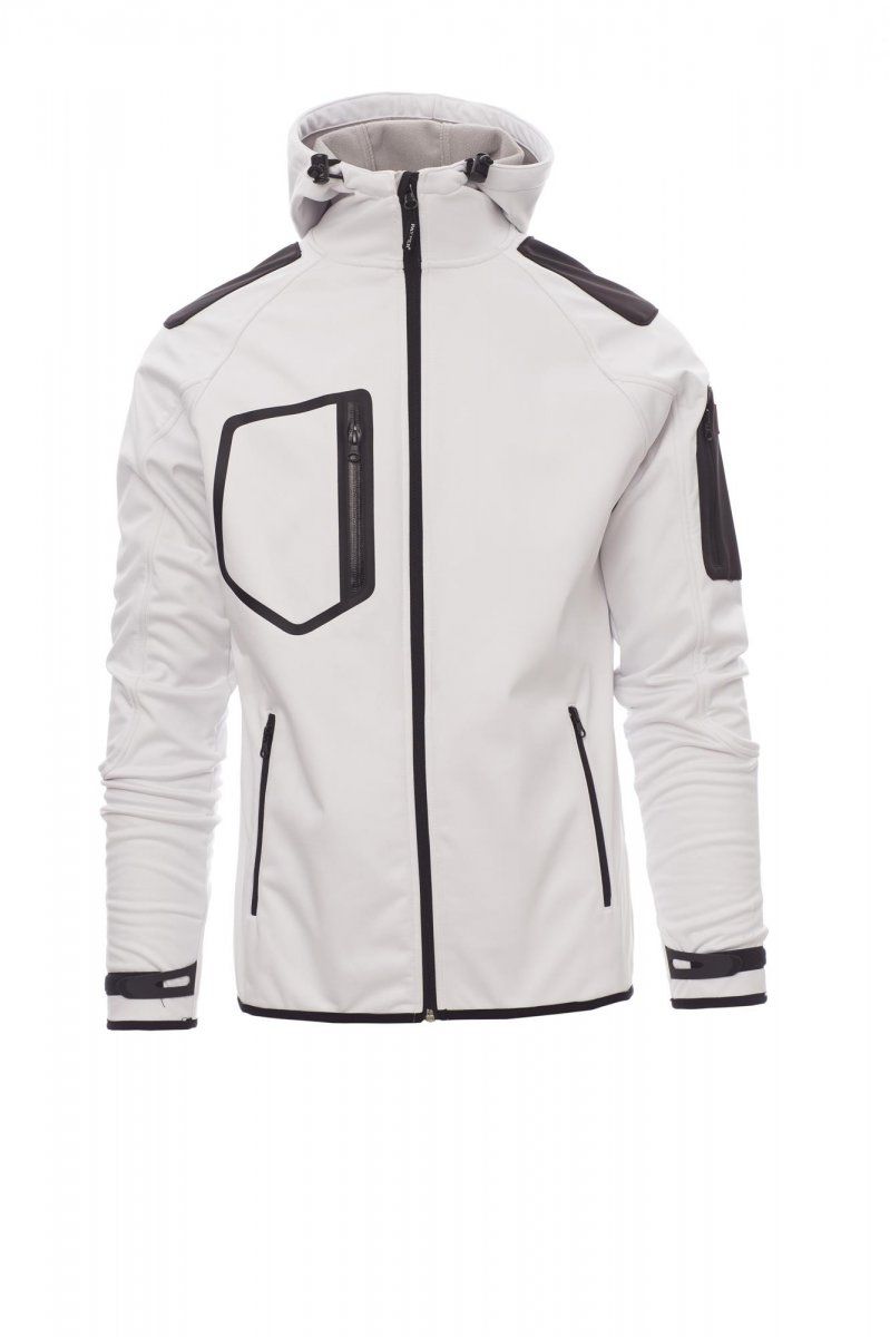 SOFT-SHELL UOMO BICOLORE CON CAPPUCCIO - M, BIANCO/NERO