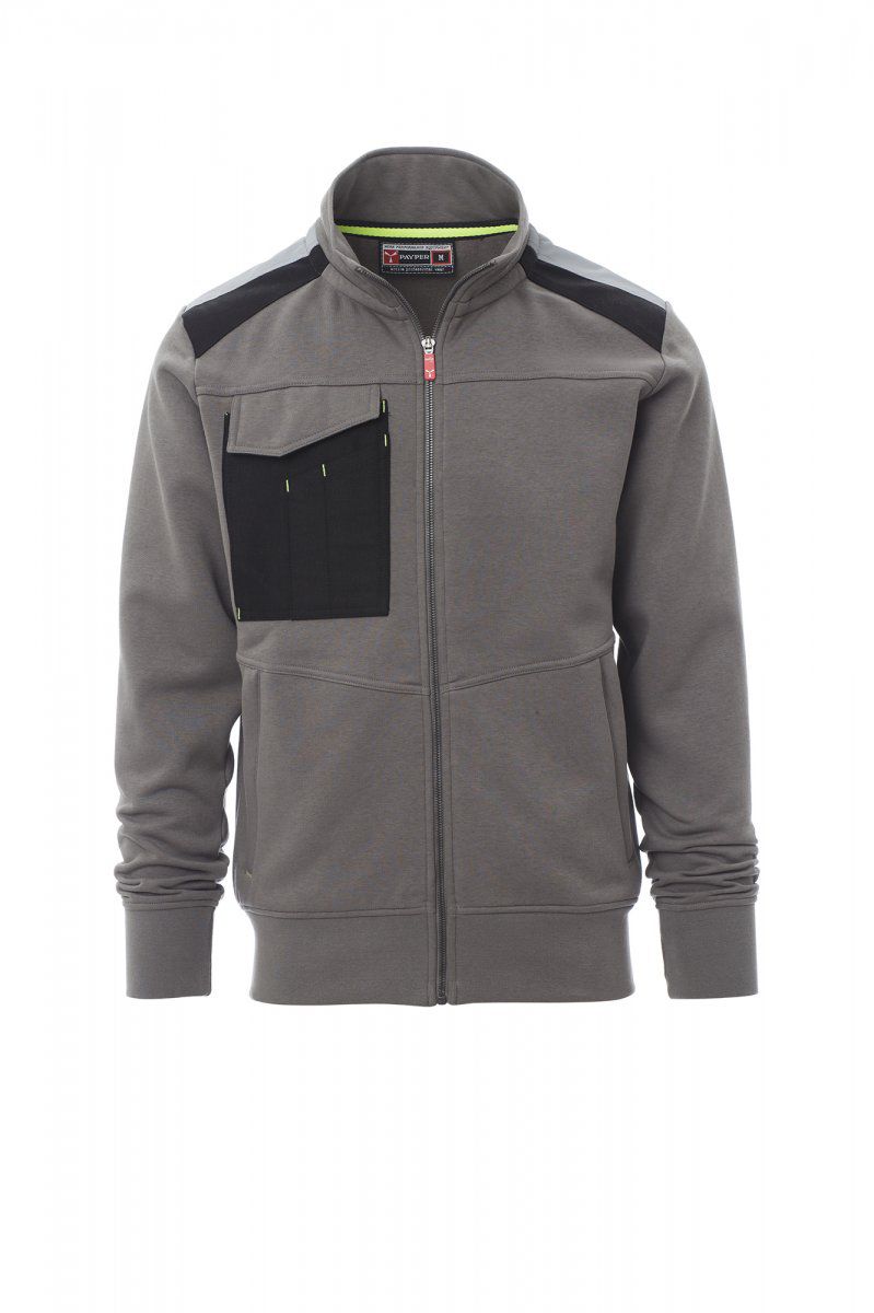 FELPA UOMO ZIP INTERA GARZATA - 3XL, SMOKE